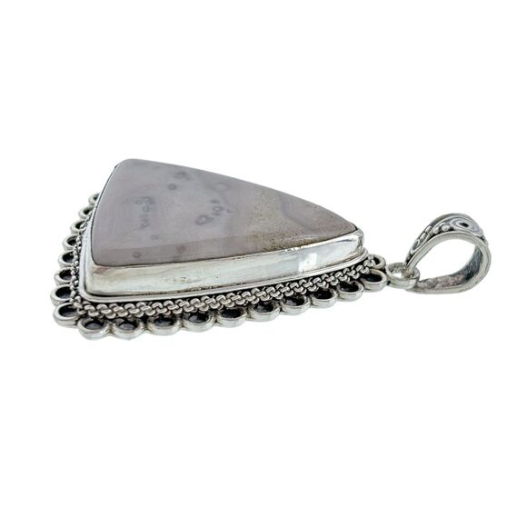 Southwest Scrollwork Edge Dusty Lilac Jasper Pendant | Vintage Sterling Silver - Picture 5 of 6